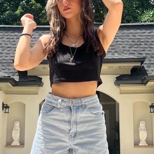 Black Ribbed SHEIN Crop Top